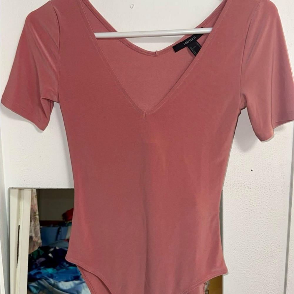 Forever 21 Mauve V-Neck Bodysuit